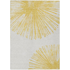 HomeRoots 9' Gold and Ivory Abstract Area Rug - Stylish, Washable, Durable Indoor/Outdoor Decor for Any Space 9' X 12' 579773