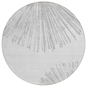 HomeRoots 5' Gray and Ivory Abstract Area Rug - Washable, Durable, Stylish for Indoor and Outdoor Spaces 8' Round 579777