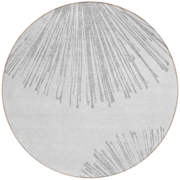 Homeroots 3' Artichoke Green And Ivory Abstract Washable Area Rug For Stylish Indoor Outdoor Spaces 8' Round Polyester 579777