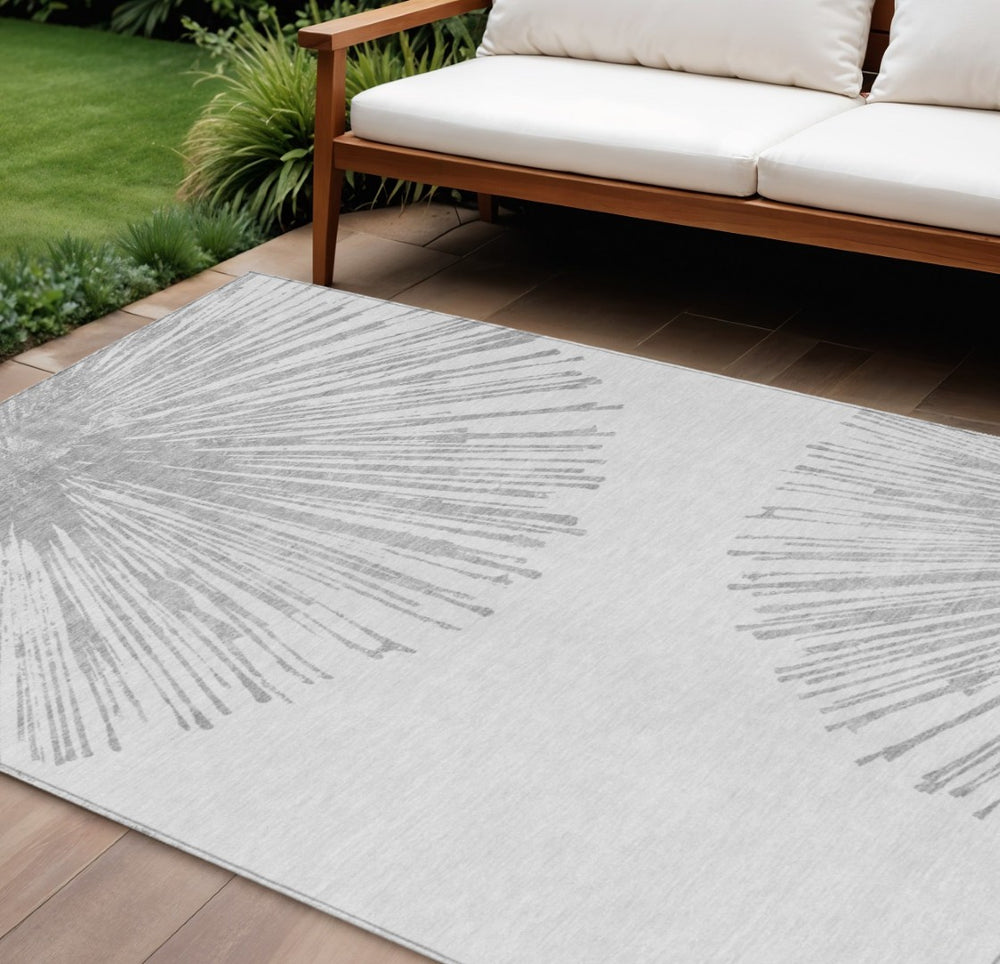 HomeRoots 9' Gray and Ivory Abstract Indoor Outdoor Area Rug - Stylish, Durable, Washable, and Versatile Design 9' X 12' 579779
