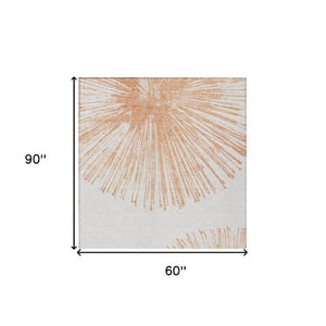 Homeroots 3' Artichoke Green And Ivory Abstract Washable Area Rug For Stylish Indoor Outdoor Spaces 5' X 8' Polyester 579782