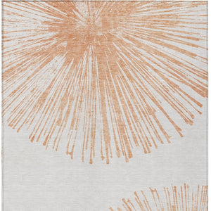 HomeRoots 5' Contemporary Salmon and Ivory Abstract Washable Area Rug for Indoor and Outdoor Spaces 5' X 8' 579782