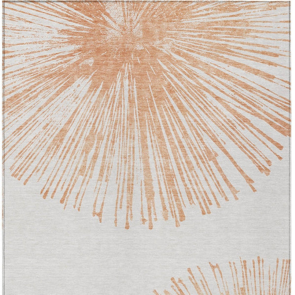 HomeRoots 5' Contemporary Salmon and Ivory Abstract Washable Area Rug for Indoor and Outdoor Spaces 5' X 8' 579782