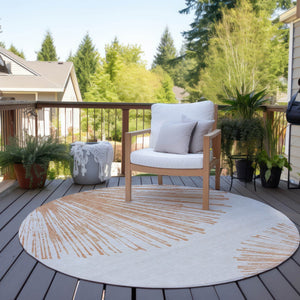 Homeroots 3' Artichoke Green And Ivory Abstract Washable Area Rug For Stylish Indoor Outdoor Spaces 8' Round Polyester 579783