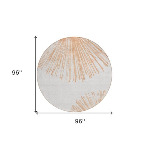 Homeroots 3' Artichoke Green And Ivory Abstract Washable Area Rug For Stylish Indoor Outdoor Spaces 8' Round Polyester 579783