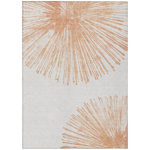 HomeRoots 5' Contemporary Salmon and Ivory Abstract Washable Area Rug for Indoor and Outdoor Spaces 8' X 10' 579784