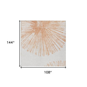 Homeroots 3' Artichoke Green And Ivory Abstract Washable Area Rug For Stylish Indoor Outdoor Spaces 9' X 12' Polyester 579785