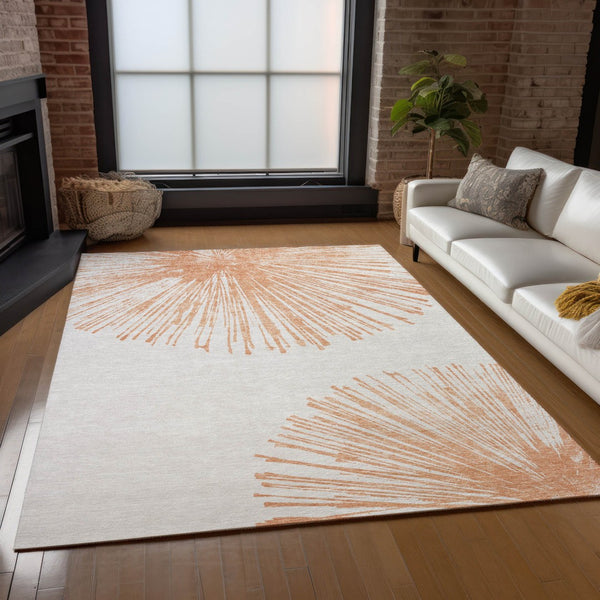 Homeroots 3' Artichoke Green And Ivory Abstract Washable Area Rug For Stylish Indoor Outdoor Spaces 9' X 12' Polyester 579785