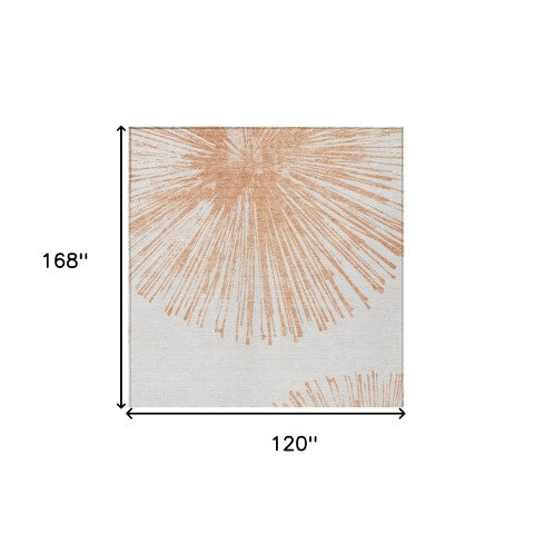 Homeroots 3' Artichoke Green And Ivory Abstract Washable Area Rug For Stylish Indoor Outdoor Spaces 10' X 14' Polyester 579786