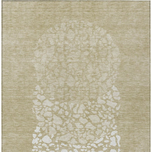 Homeroots 3' Beige Tan And Taupe Abstract Washable Area Rug For Indoor And Outdoor High Traffic Spaces 3' X 5' Polyester 579787