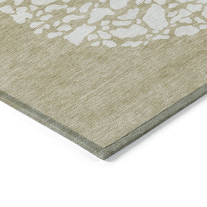 Homeroots 3' Beige Tan And Taupe Abstract Washable Area Rug For Indoor And Outdoor High Traffic Spaces 3' X 5' Polyester 579787