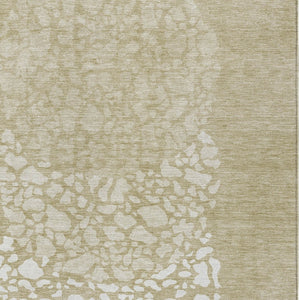 Homeroots 3' Beige Tan And Taupe Abstract Washable Area Rug For Indoor And Outdoor High Traffic Spaces 5' X 8' Polyester 579788