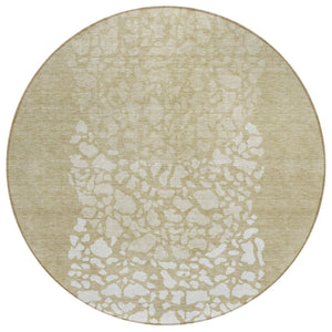 HomeRoots 5' Abstract Beige Tan and Taupe Washable Area Rug for Indoor and Outdoor Spaces, Easy Care Design 8' Round 579789