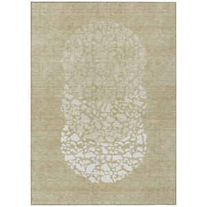 Homeroots 3' Beige Tan And Taupe Abstract Washable Area Rug For Indoor And Outdoor High Traffic Spaces 9' X 12' Polyester 579791