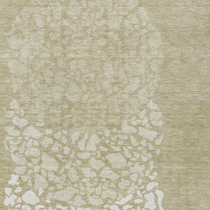 Homeroots 3' Beige Tan And Taupe Abstract Washable Area Rug For Indoor And Outdoor High Traffic Spaces 9' X 12' Polyester 579791