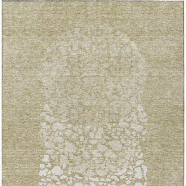 Homeroots 3' Beige Tan And Taupe Abstract Washable Area Rug For Indoor And Outdoor High Traffic Spaces 10' X 14' Polyester 579792