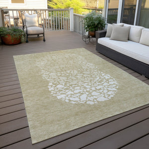 Homeroots 3' Beige Tan And Taupe Abstract Washable Area Rug For Indoor And Outdoor High Traffic Spaces 10' X 14' Polyester 579792