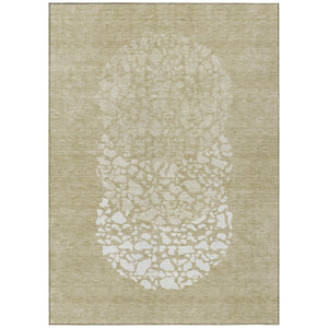 HomeRoots 5' Abstract Beige Tan and Taupe Washable Area Rug for Indoor and Outdoor Spaces, Easy Care Design 10' X 14' 579792