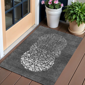 Homeroots 3' Beige Tan And Taupe Abstract Washable Area Rug For Indoor And Outdoor High Traffic Spaces 3' X 5' Polyester 579793