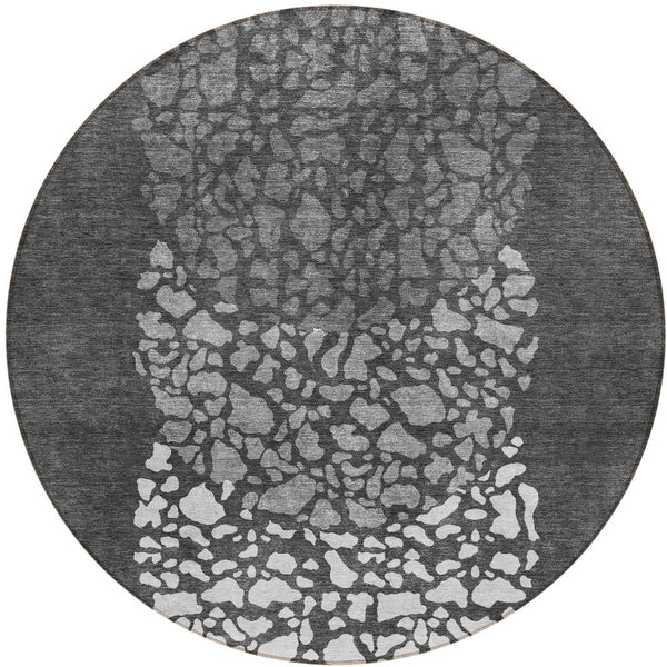 Homeroots 3' Beige Tan And Taupe Abstract Washable Area Rug For Indoor And Outdoor High Traffic Spaces 8' Round Polyester 579795