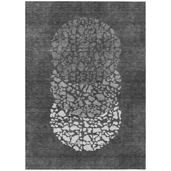 HomeRoots 9' Charcoal Gray and Silver Abstract Area Rug - Stylish, Durable, Washable for Indoor and Outdoor Use 9' X 12' 579797