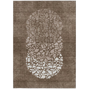 Homeroots 3' Beige Tan And Taupe Abstract Washable Area Rug For Indoor And Outdoor High Traffic Spaces 3' X 5' Polyester 579799