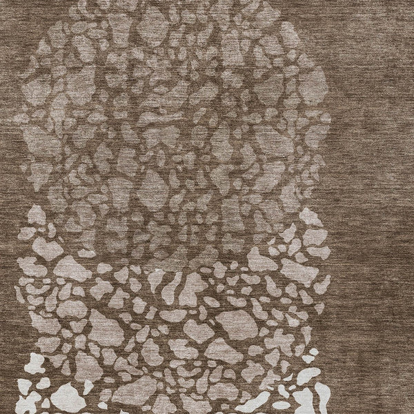 Homeroots 3' Beige Tan And Taupe Abstract Washable Area Rug For Indoor And Outdoor High Traffic Spaces 3' X 5' Polyester 579799