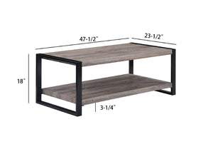 English Elm 3pc Modern Industrial Cocktail Set – Rustic Weathered Wood & Black Metal Coffee and End Tables, Spacious Storage, Minimalist Design B011S01677