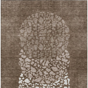 Homeroots 3' Beige Tan And Taupe Abstract Washable Area Rug For Indoor And Outdoor High Traffic Spaces 8' X 10' Polyester 579802