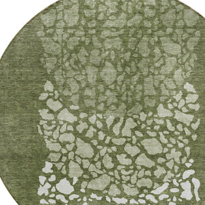 Homeroots 3' Beige Tan And Taupe Abstract Washable Area Rug For Indoor And Outdoor High Traffic Spaces 8' Round Polyester 579813