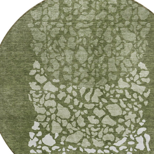 Homeroots 3' Beige Tan And Taupe Abstract Washable Area Rug For Indoor And Outdoor High Traffic Spaces 8' Round Polyester 579813