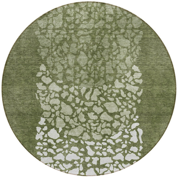 Homeroots 3' Beige Tan And Taupe Abstract Washable Area Rug For Indoor And Outdoor High Traffic Spaces 8' Round Polyester 579813