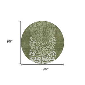 Homeroots 3' Beige Tan And Taupe Abstract Washable Area Rug For Indoor And Outdoor High Traffic Spaces 8' Round Polyester 579813