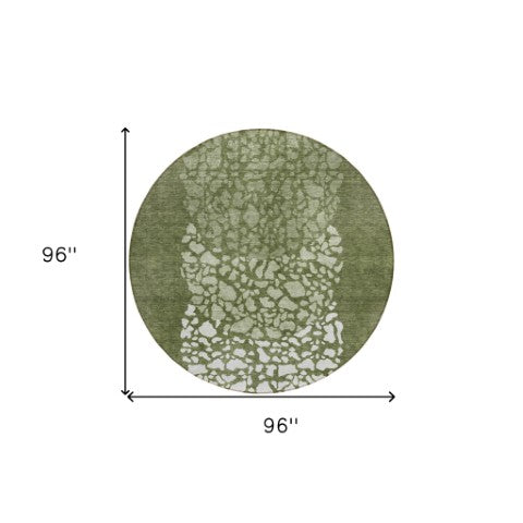 Homeroots 3' Beige Tan And Taupe Abstract Washable Area Rug For Indoor And Outdoor High Traffic Spaces 8' Round Polyester 579813