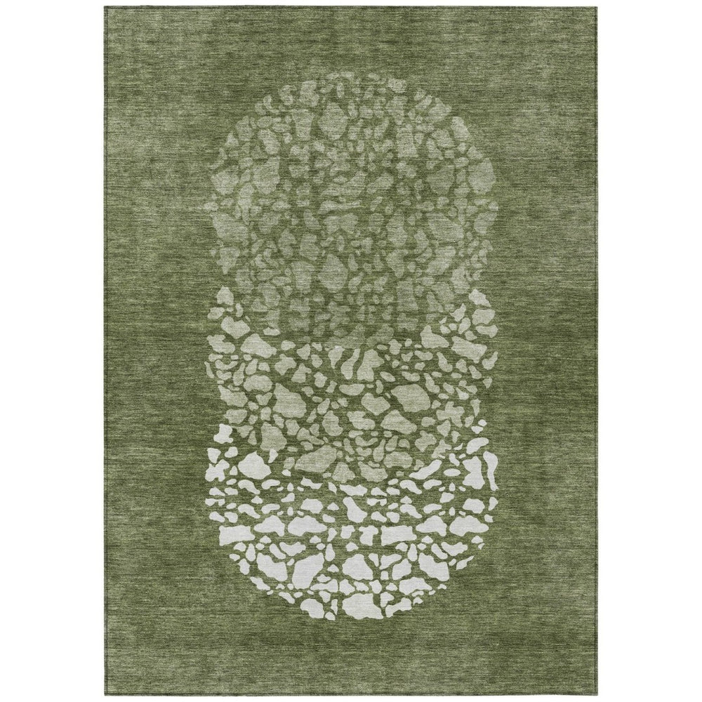 HomeRoots 9' Olive and Artichoke Green Abstract Washable Area Rug for Indoor and Outdoor Use, Durable Comfort 9' X 12' 579815
