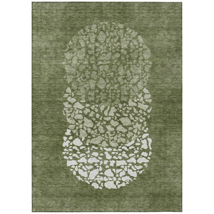HomeRoots 9' Olive and Artichoke Green Abstract Washable Area Rug for Indoor and Outdoor Use, Durable Comfort 9' X 12' 579815