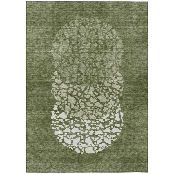 HomeRoots 9' Olive and Artichoke Green Abstract Washable Area Rug for Indoor and Outdoor Use, Durable Comfort 9' X 12' 579815