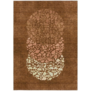 Homeroots 3' Beige Tan And Taupe Abstract Washable Area Rug For Indoor And Outdoor High Traffic Spaces 3' X 5' Polyester 579817