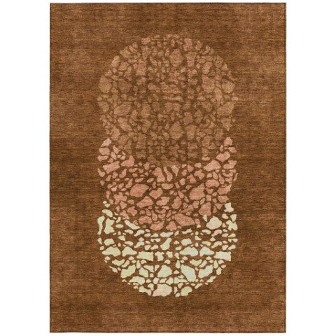 Homeroots 3' Beige Tan And Taupe Abstract Washable Area Rug For Indoor And Outdoor High Traffic Spaces 3' X 5' Polyester 579817