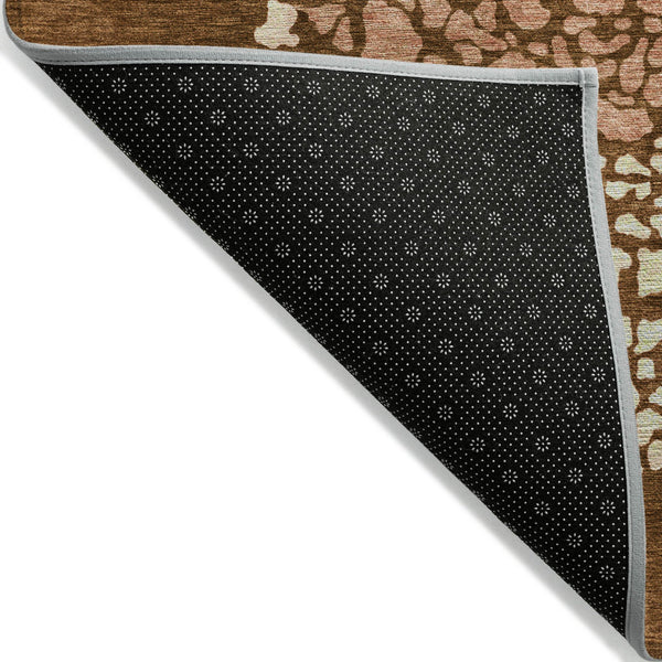 Homeroots 3' Beige Tan And Taupe Abstract Washable Area Rug For Indoor And Outdoor High Traffic Spaces 3' X 5' Polyester 579817