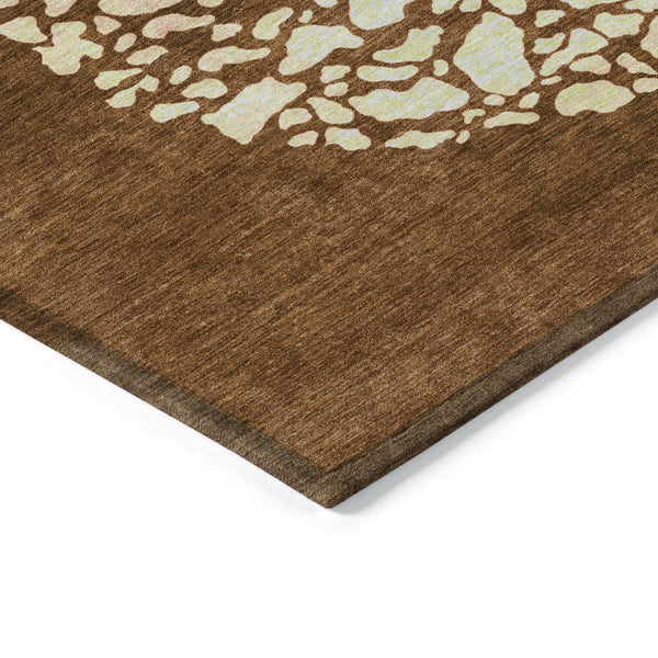 Homeroots 3' Beige Tan And Taupe Abstract Washable Area Rug For Indoor And Outdoor High Traffic Spaces 3' X 5' Polyester 579817