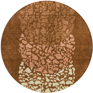 Homeroots 3' Beige Tan And Taupe Abstract Washable Area Rug For Indoor And Outdoor High Traffic Spaces 8' Round Polyester 579819