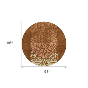 Homeroots 3' Beige Tan And Taupe Abstract Washable Area Rug For Indoor And Outdoor High Traffic Spaces 8' Round Polyester 579819