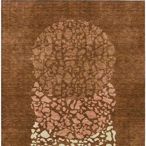 Homeroots 3' Beige Tan And Taupe Abstract Washable Area Rug For Indoor And Outdoor High Traffic Spaces 8' X 10' Polyester 579820