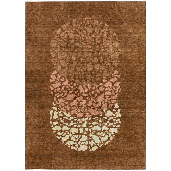 Homeroots 3' Beige Tan And Taupe Abstract Washable Area Rug For Indoor And Outdoor High Traffic Spaces 9' X 12' Polyester 579821