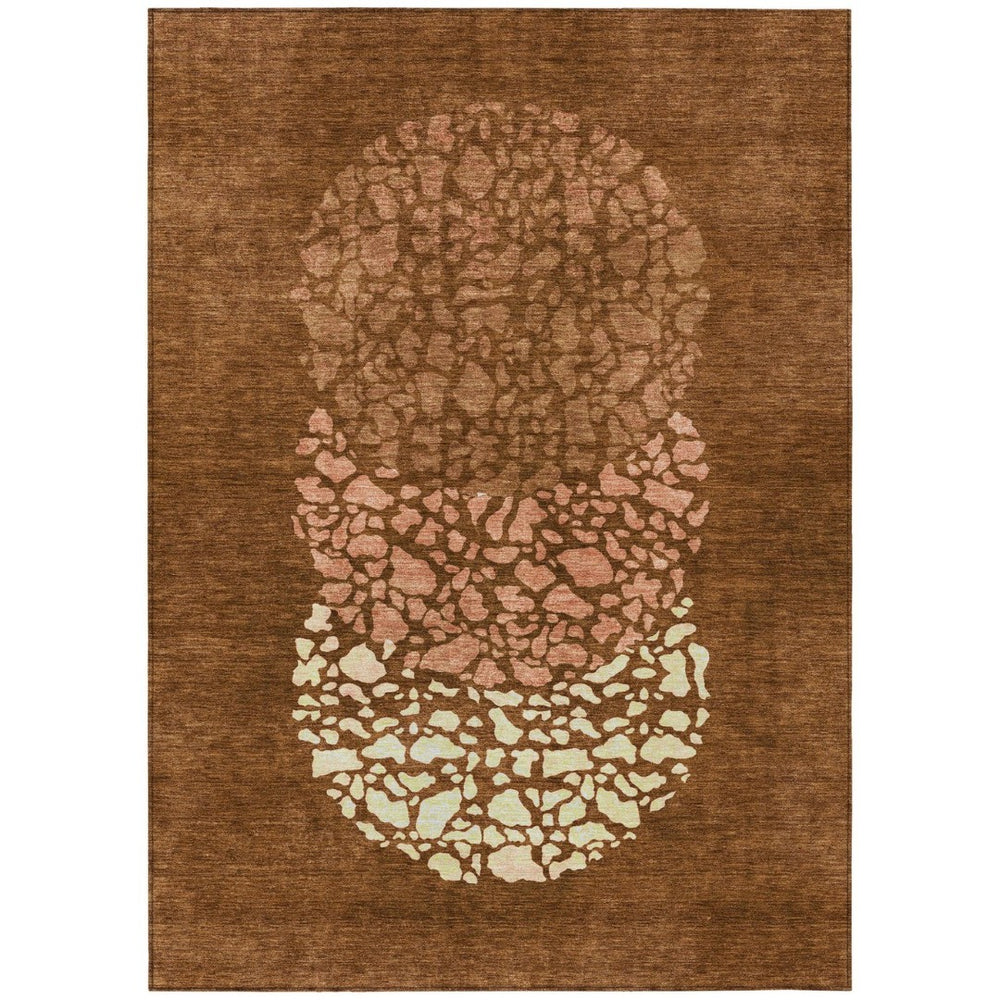 HomeRoots 9' Durable Abstract Area Rug in Terra Cotta and Ivory – Versatile for Indoor and Outdoor Spaces 9' X 12' 579821