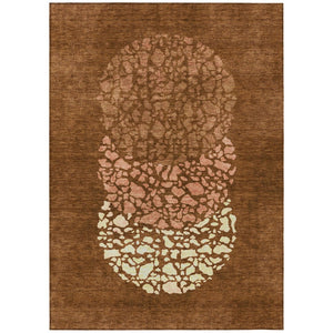 HomeRoots 9' Durable Abstract Area Rug in Terra Cotta and Ivory – Versatile for Indoor and Outdoor Spaces 9' X 12' 579821