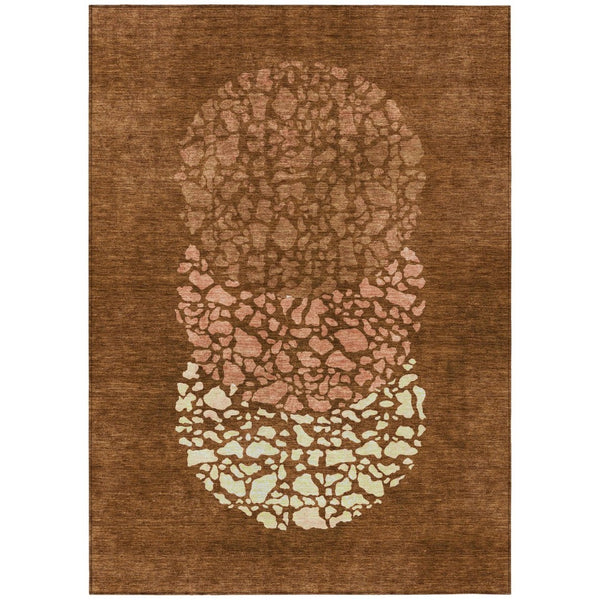 HomeRoots 9' Durable Abstract Area Rug in Terra Cotta and Ivory – Versatile for Indoor and Outdoor Spaces 9' X 12' 579821