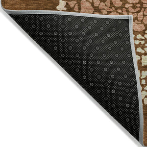 Homeroots 3' Beige Tan And Taupe Abstract Washable Area Rug For Indoor And Outdoor High Traffic Spaces 9' X 12' Polyester 579821