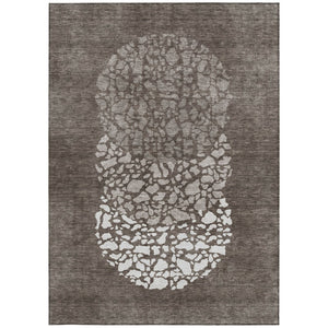 Homeroots 3' Beige Tan And Taupe Abstract Washable Area Rug For Indoor And Outdoor High Traffic Spaces 5' X 8' Polyester 579824